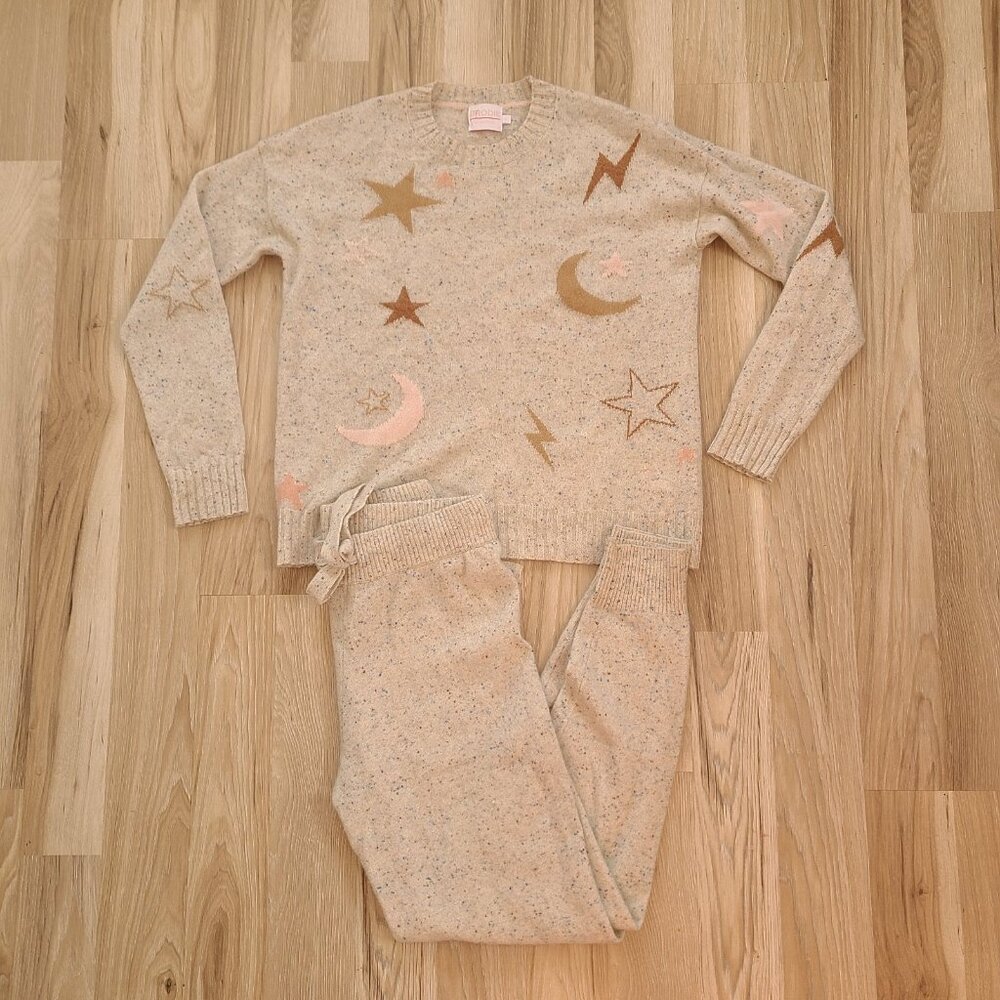 Brodie Cashmere Tracksuit Set Sweater Pants Cashmere Beige size S